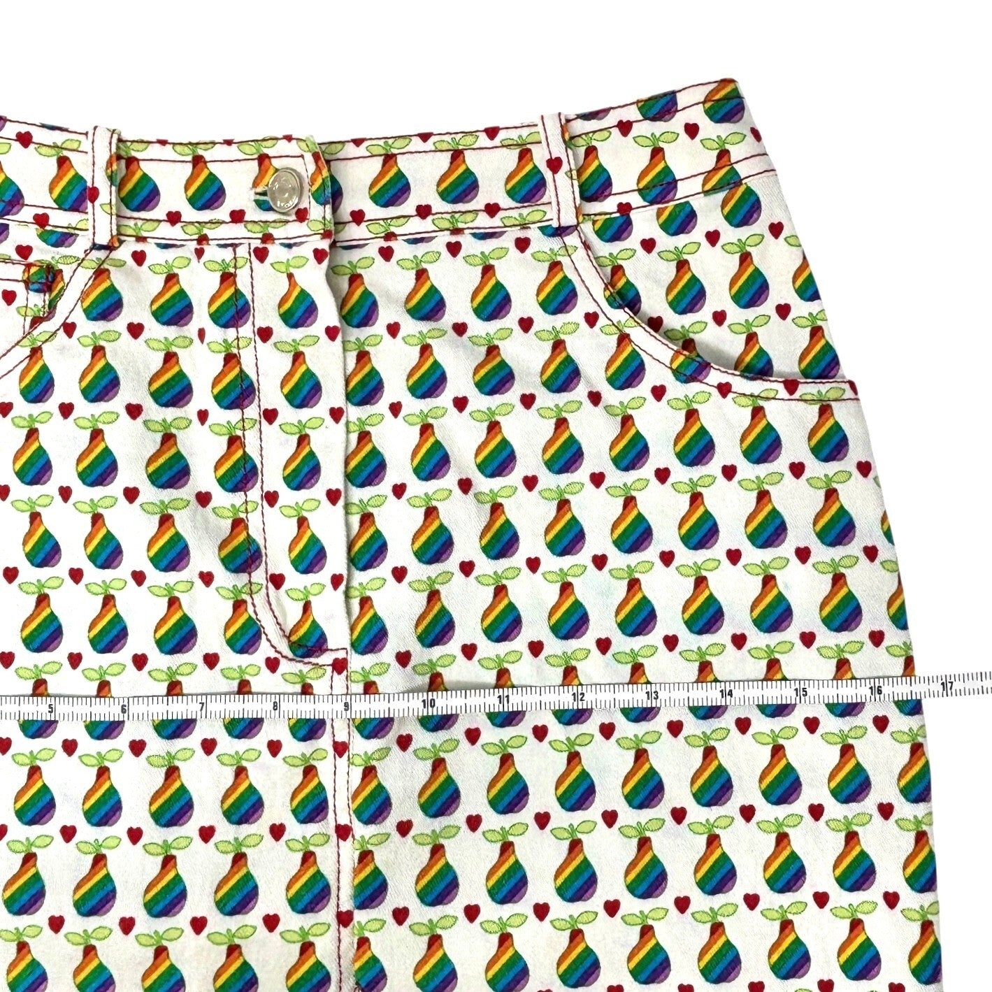 Christian Dior Vintage 2002 Logo Short Skirt #36 Cotton White Multicolor Pear