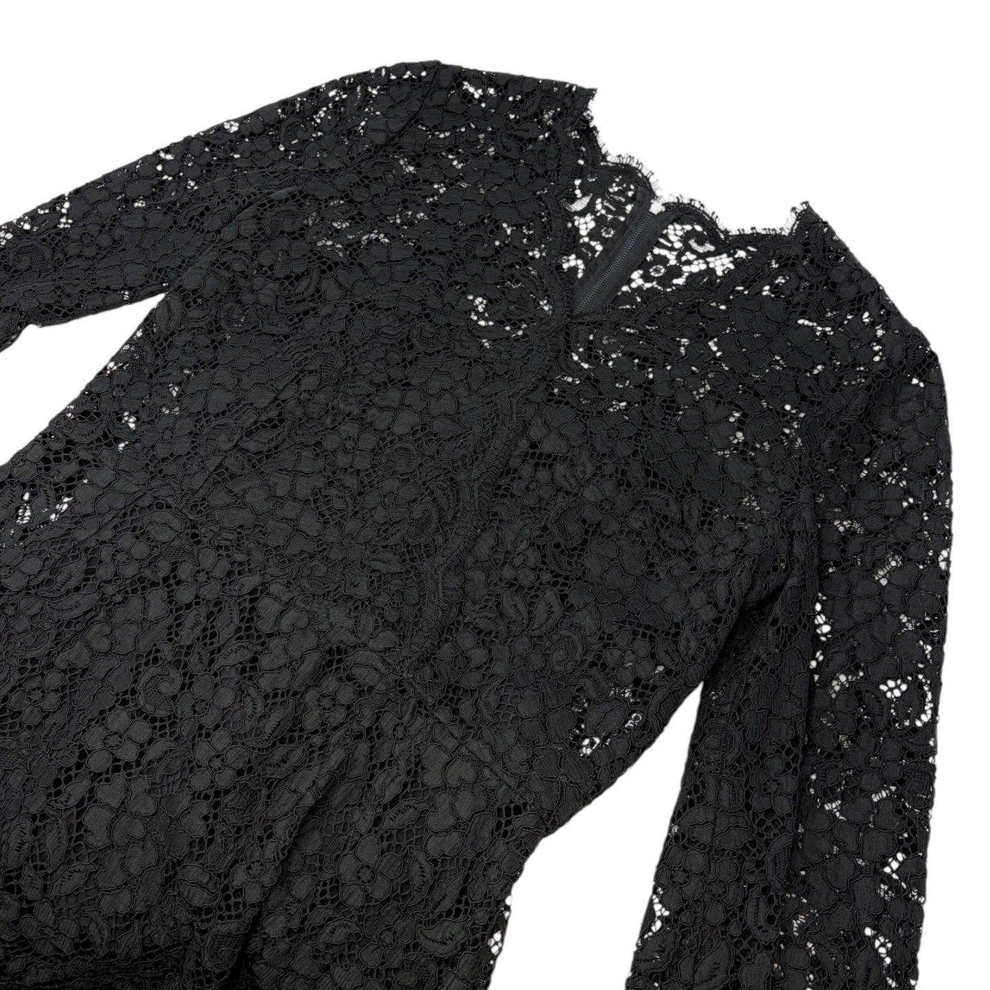 DOLCE&GABBANA Vintage Midi Floral Lace Camisole Dress #44 Black Cotton