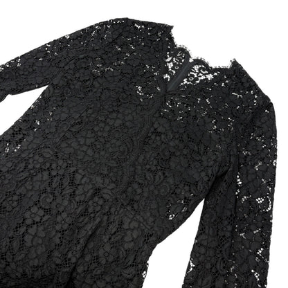 DOLCE&GABBANA Vintage Midi Floral Lace Camisole Dress #44 Black Cotton