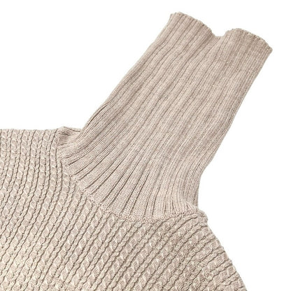 CHANEL Vintage 01A CC Logo Turtleneck Knit Top #42 Pink Beige Wool Sleeveless
