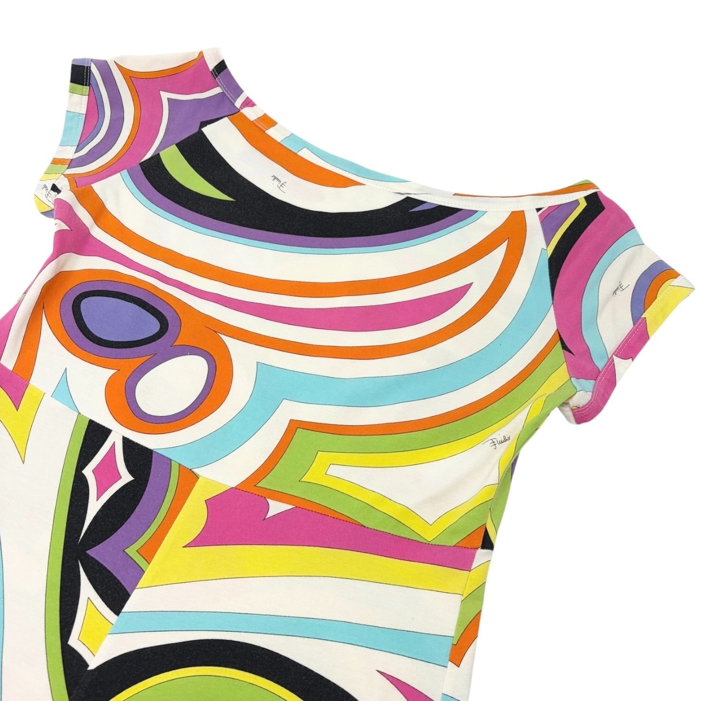 EMILIO PUCCI Vintage Logo Short Sleeve Mini Dress #34 Multicolor Cotton 901859