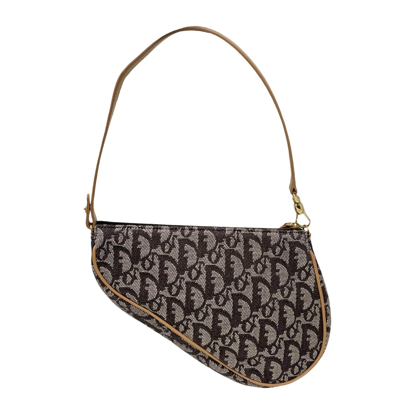 Christian Dior Vintage 2001 Trotter Monogram Mini Saddle Bag Brown Canvas Leathe