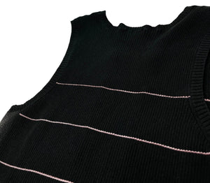 CHANEL Vintage 04P CC Logo Mesh See-through Ribbed Tank Top #38 Black Rank AB