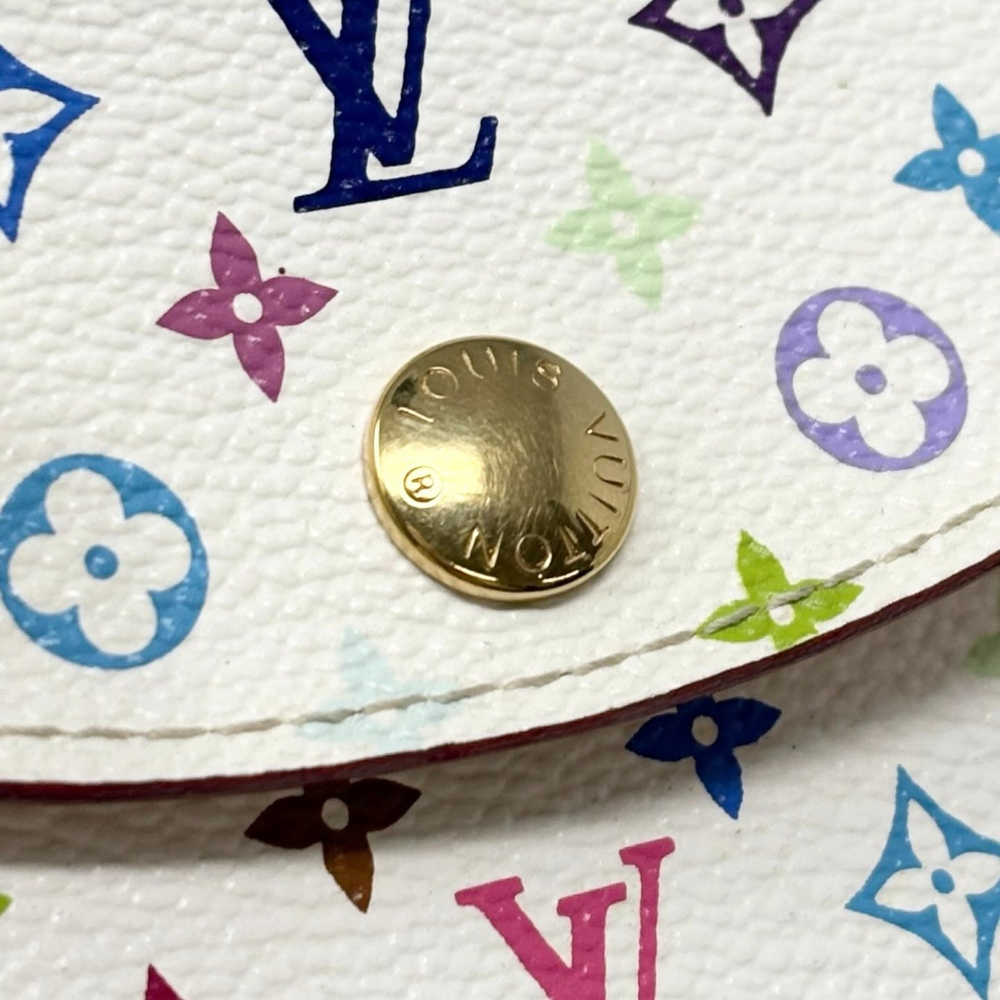 LOUIS VUITTON Vintage Monogram Multicolor Card Holder Leather White 902223