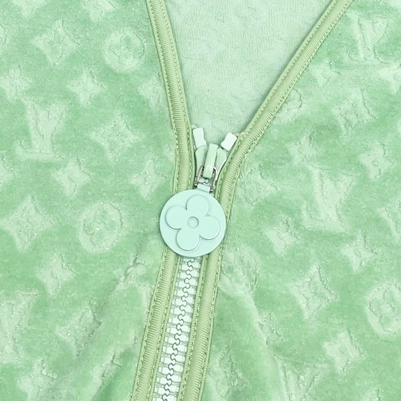 LOUIS VUITTON Vintage LV Monogram Zipped Jacket #40 Light Green Cotton Velour