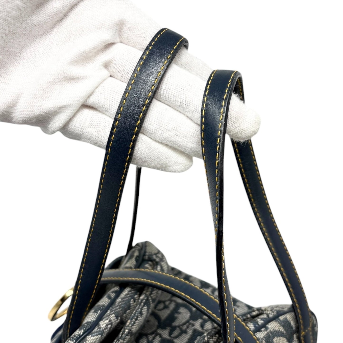 Christian Dior Vintage 2001 Trotter Monogram Mini D Charm Bag Handbag Blue 90128