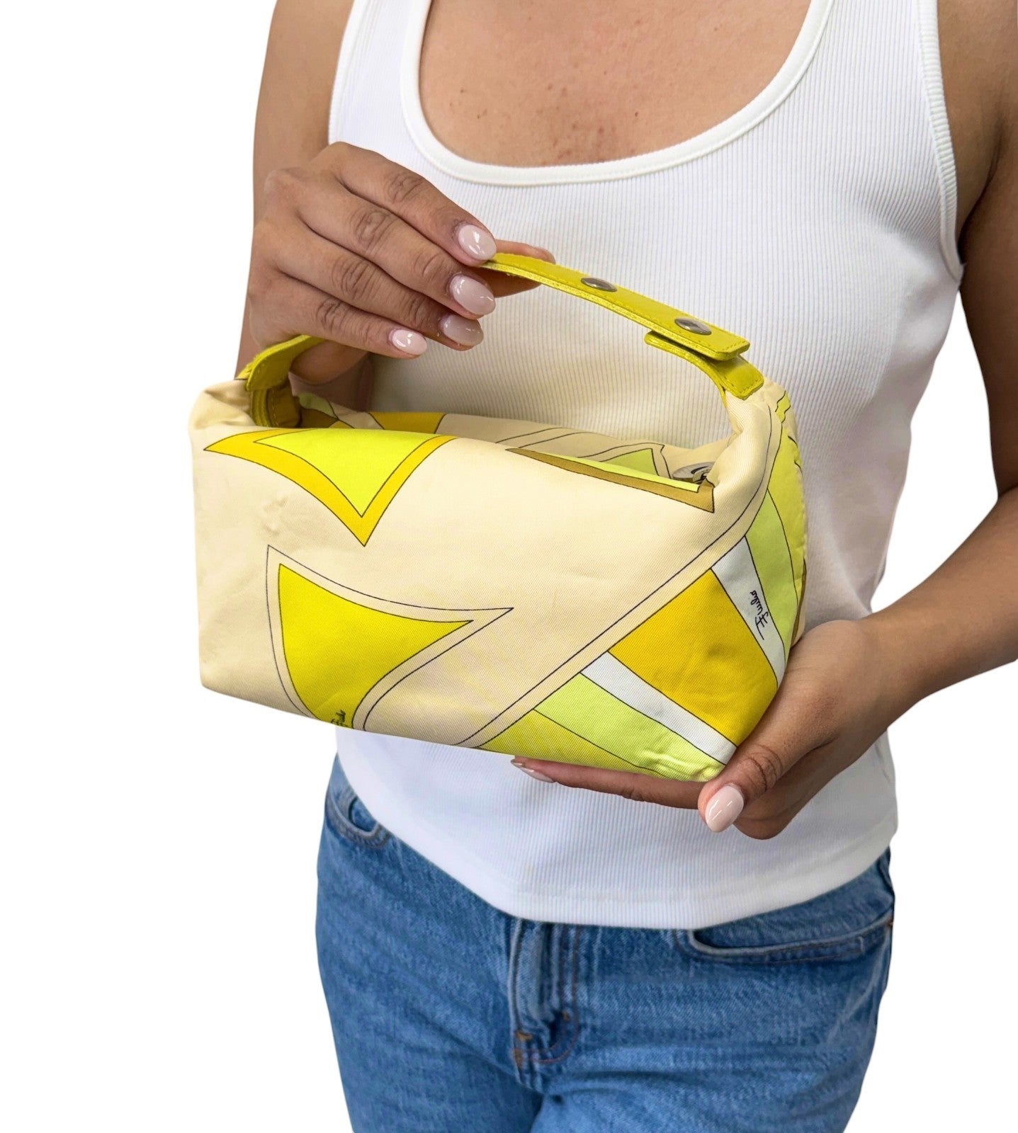 EMILIO PUCCI Vintage Abstract Print Mini Bag Pouch Yellow Multicolor 902434