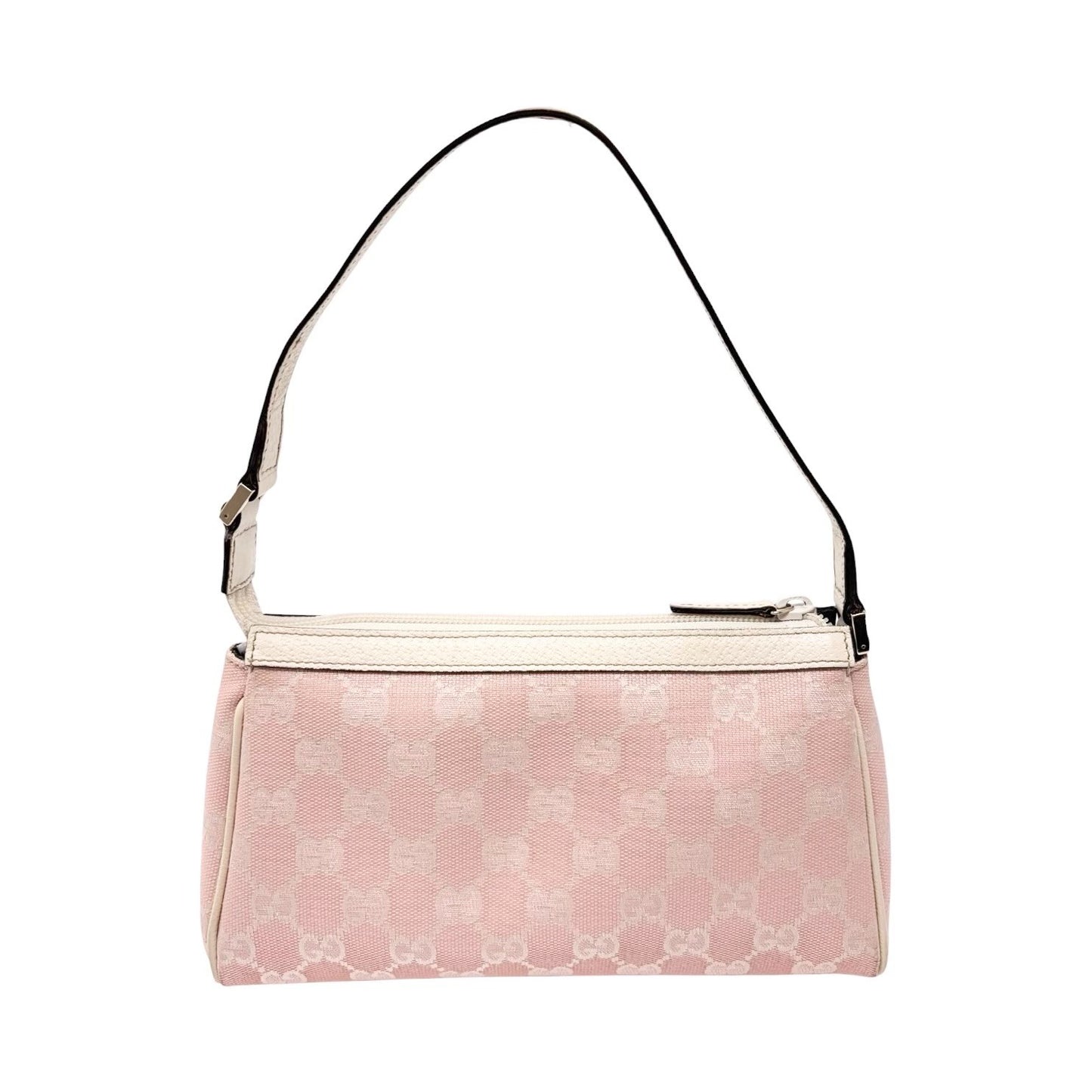 GUCCI Vintage GG Monogram Logo Abbey Shoulder Bag Pink Gold Canvas 902056