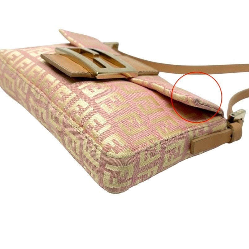 FENDI Vintage Zucchino Mamma Baguette Mini Bag Pochette Pink Beige 901893