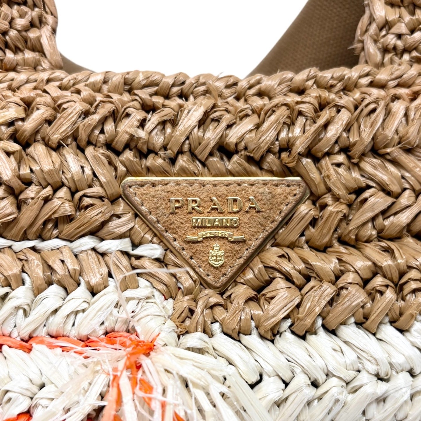 PRADA Vintage Raffia Straw Tote Crossbody Bag 2way Brown Multicolor 901877