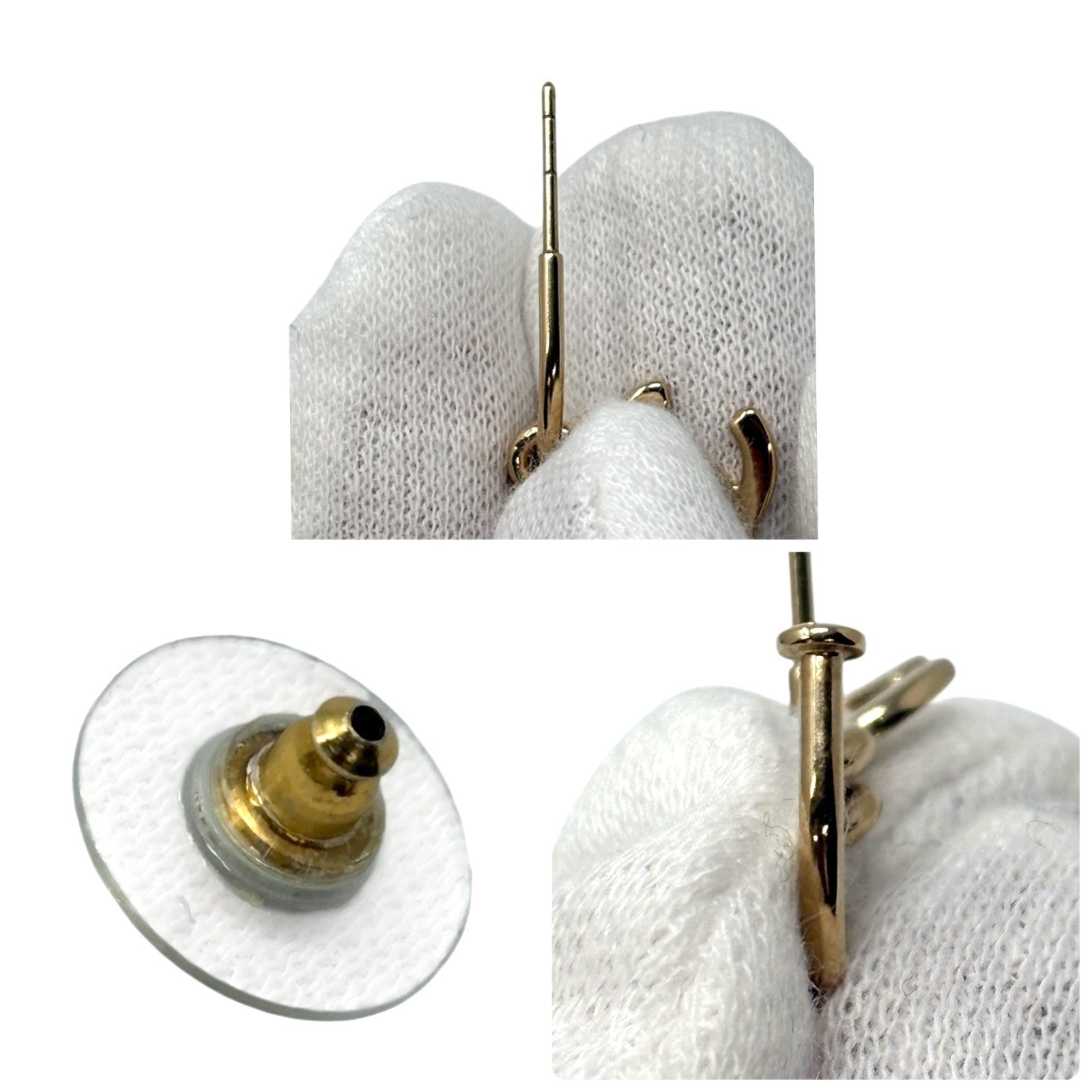 CHANEL Vintage CC Mark Logo With Yacht Charm Hoop Earrings Gold Metal Plate