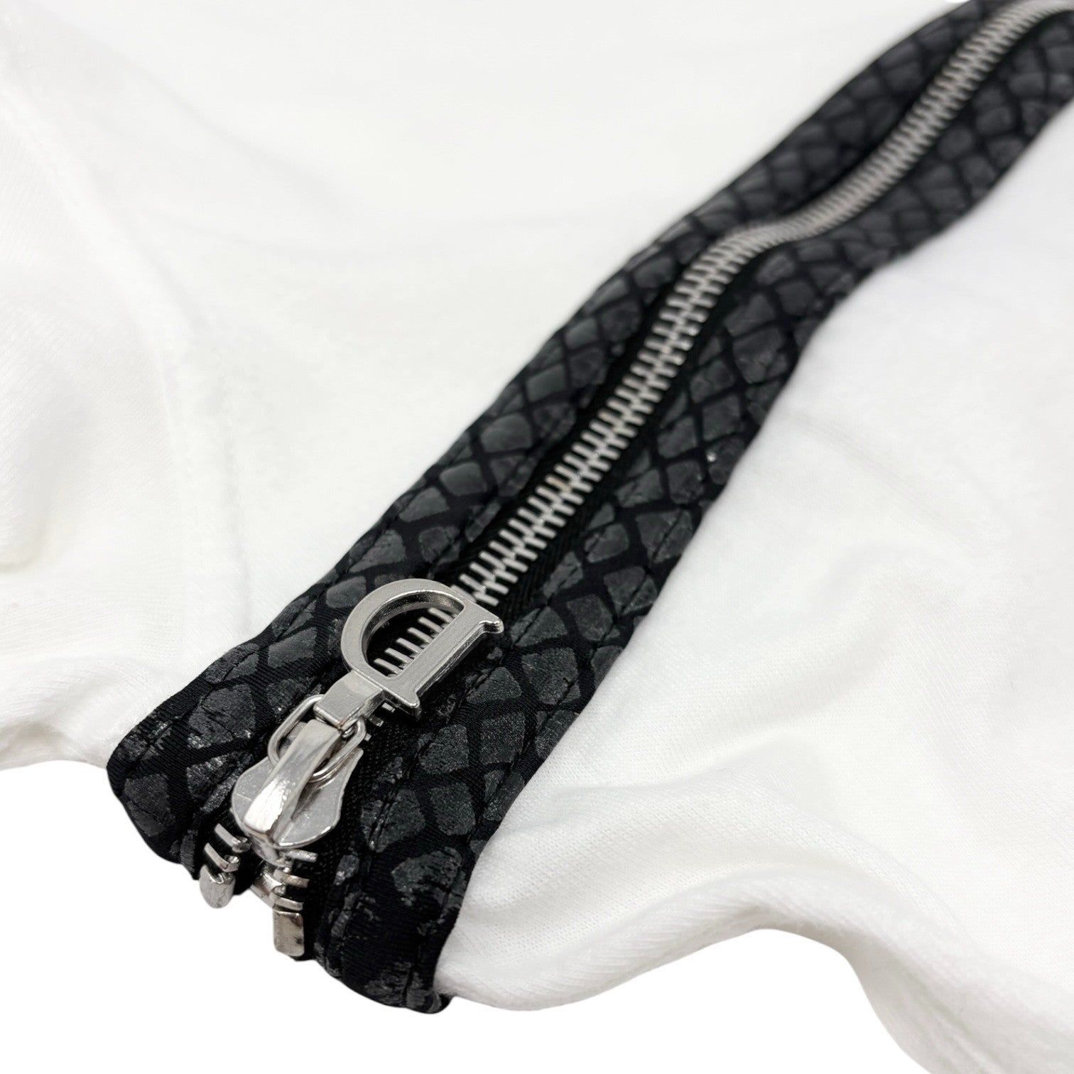 Christian Dior Vintage 2001 Zip T-shirt Top #38 White Cotton Shortsleeve