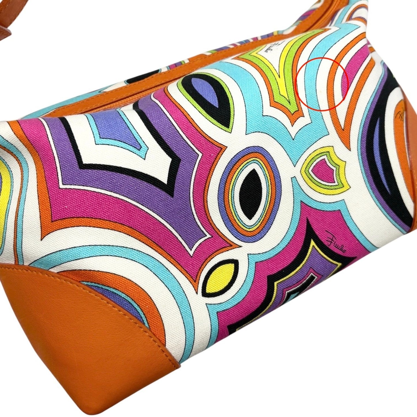 EMILIO PUCCI Vintage Logo Geometric Print Bag Orange Multicolor 901875