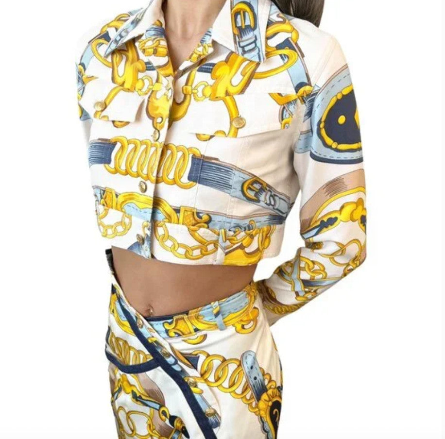 Christian Dior Vintage 2000 Spring Jacket Skirt Set #38 #40 Cream Gold Silk