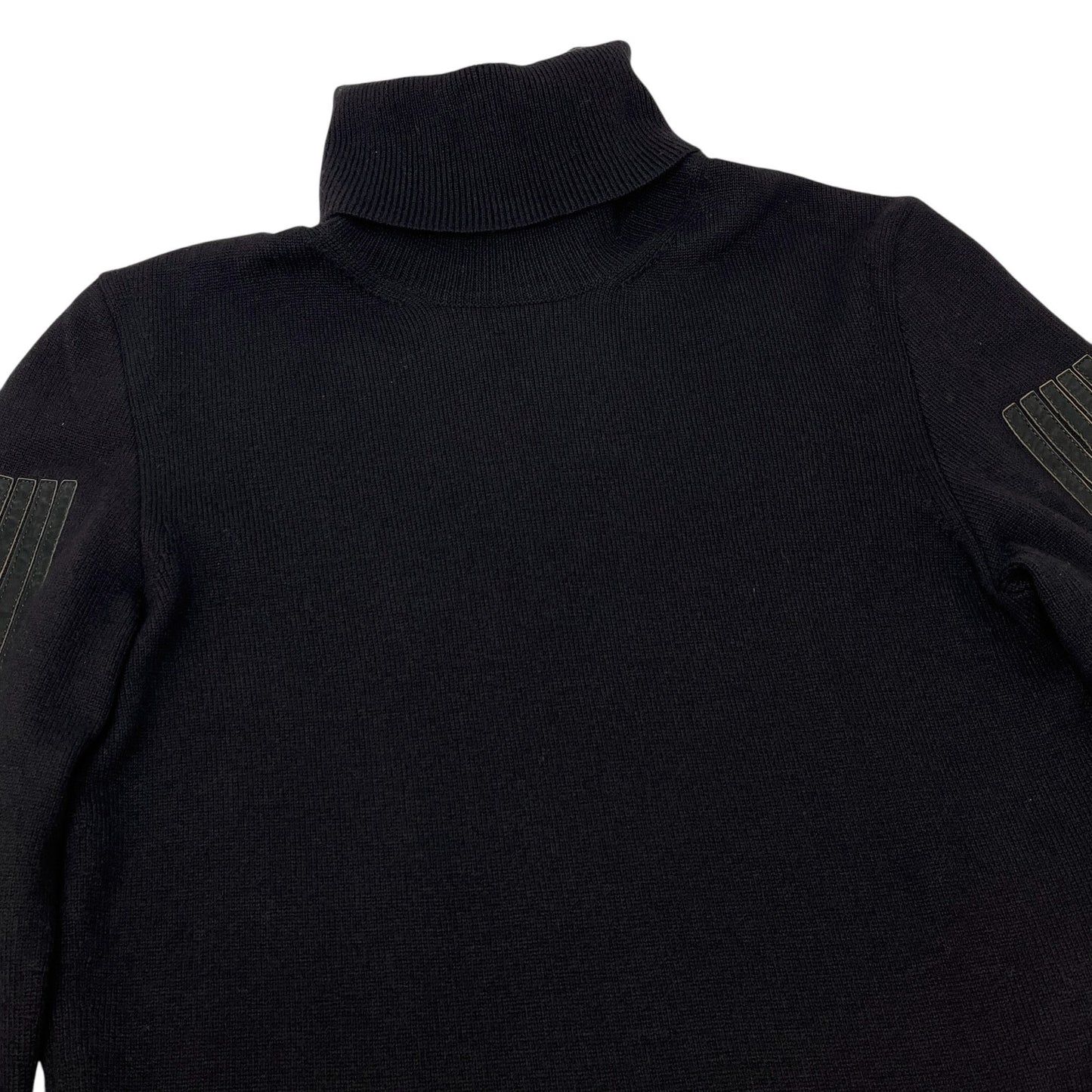 CHANEL Vintage P42169 CC Logo Turtleneck Knit Sweater Top #34 Stripe Black Wool