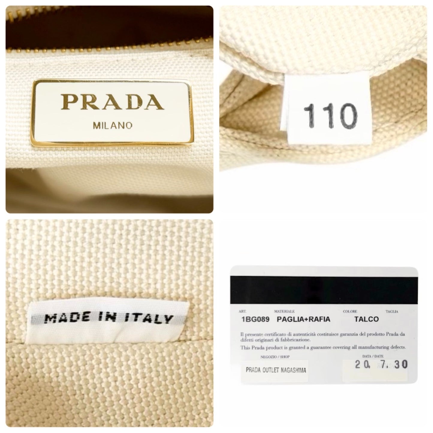 PRADA Vintage Fringe Raffia Straw Tote Crossbody Bag 2way Cream Gold 902091