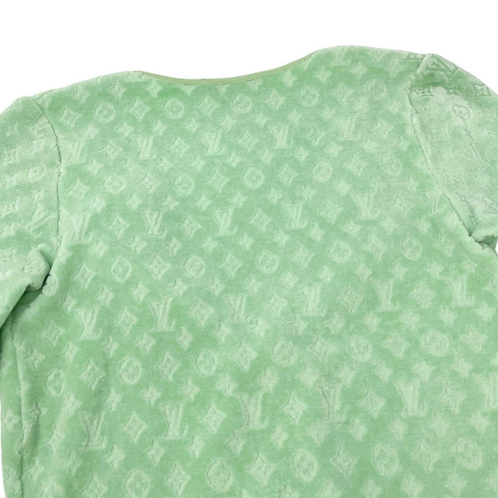 LOUIS VUITTON Vintage LV Monogram Zipped Jacket #40 Light Green Cotton Velour