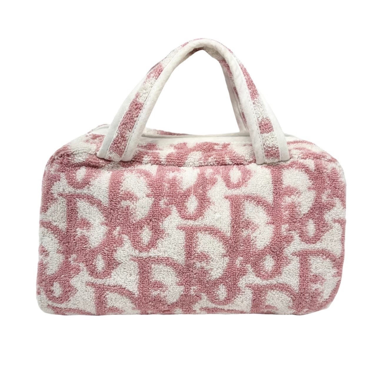 Christian Dior Vintage Trotter Monogram Terry Cloth Mini Bag Pink White 902581