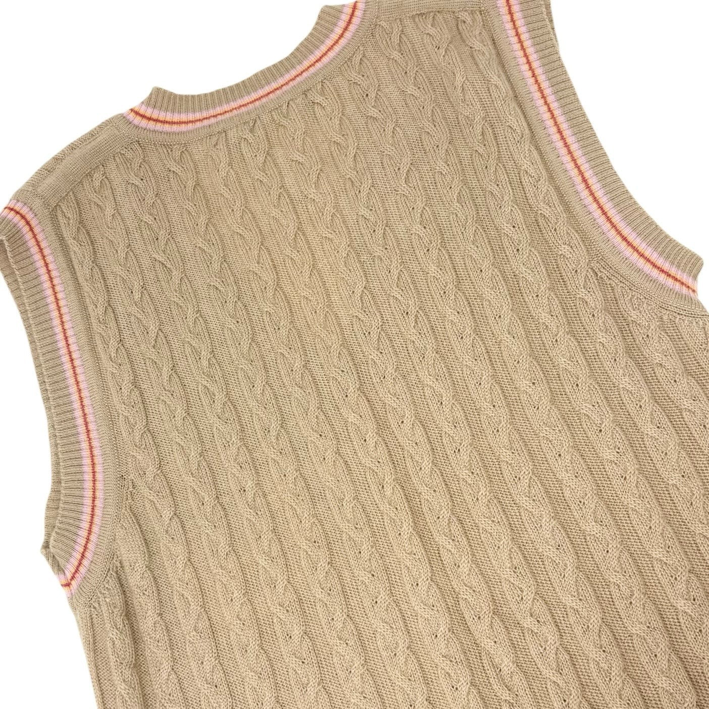 Christian Dior Vintage Logo Knit Top Vest Sweater #38 Sleeveless Beige 902083