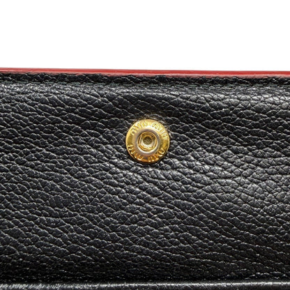 miumiu Vintage Logo Heart Print Mini Bifold Wallet Black Red Leather 901983
