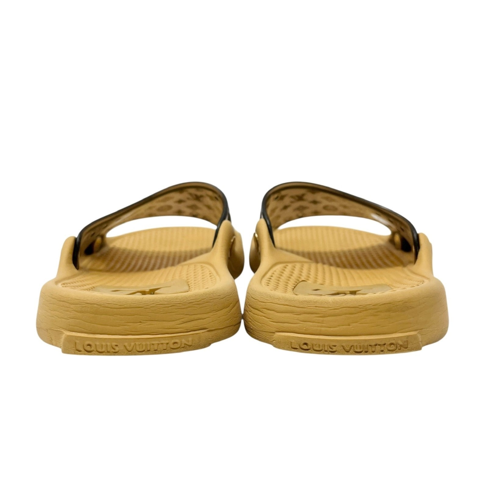 LOUIS VUITTON Vintage LV Monogram Logo Slide Sandals #36-37 Brown Beige Rubber