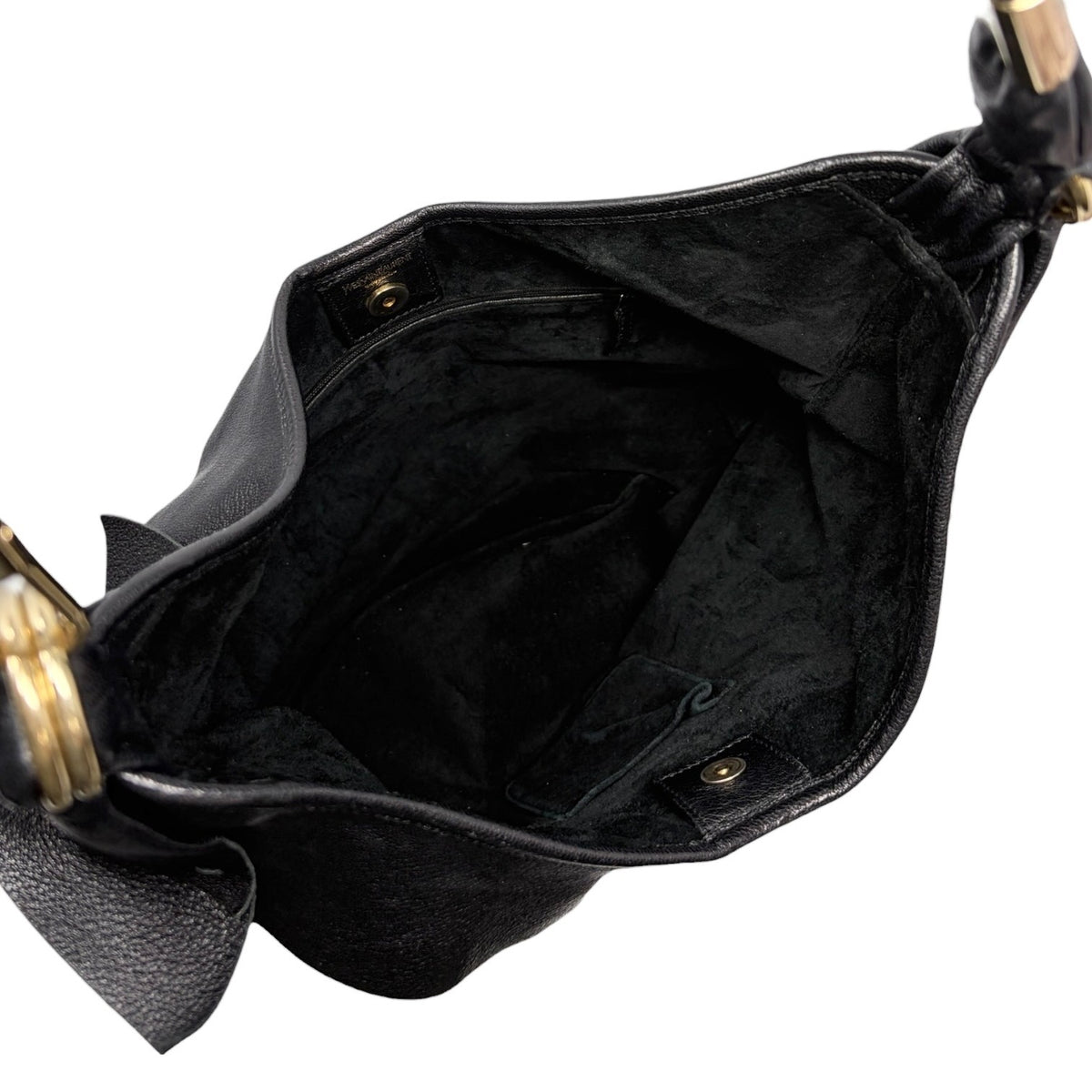 Yves Saint Laurent Vintage YSL Saint Tropez Frill Shoulder Bag Black 902378