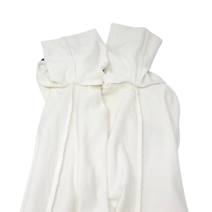 CHANEL Vintage 96P CC Mark Logo Cardigan Knit Button #46 White Black Cotton