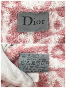 Dior Vintage Trotter Monogram Bath Robe Terry Cloth Pink White Cotton Rank AB