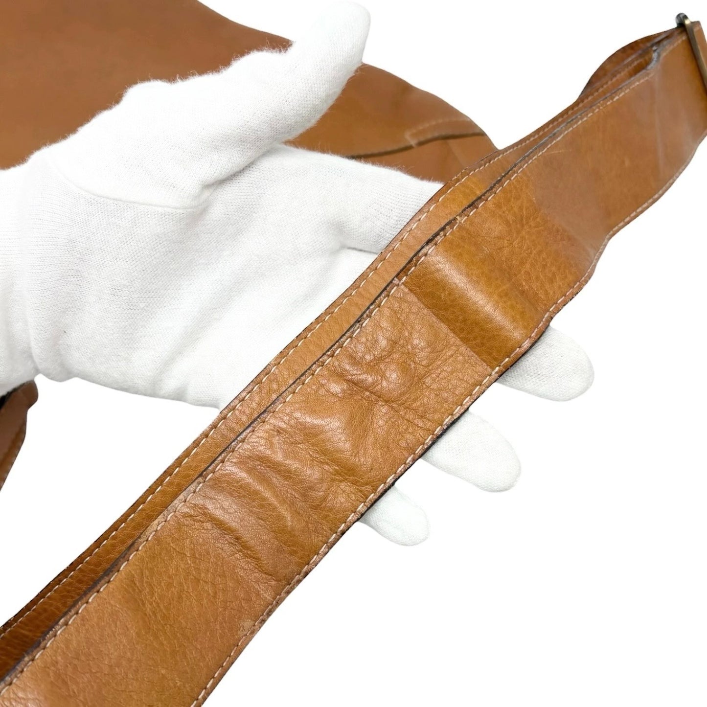Christian Dior Vintage 2002 Baudrier Saddle Shoulder Bag Camel Leather 901812