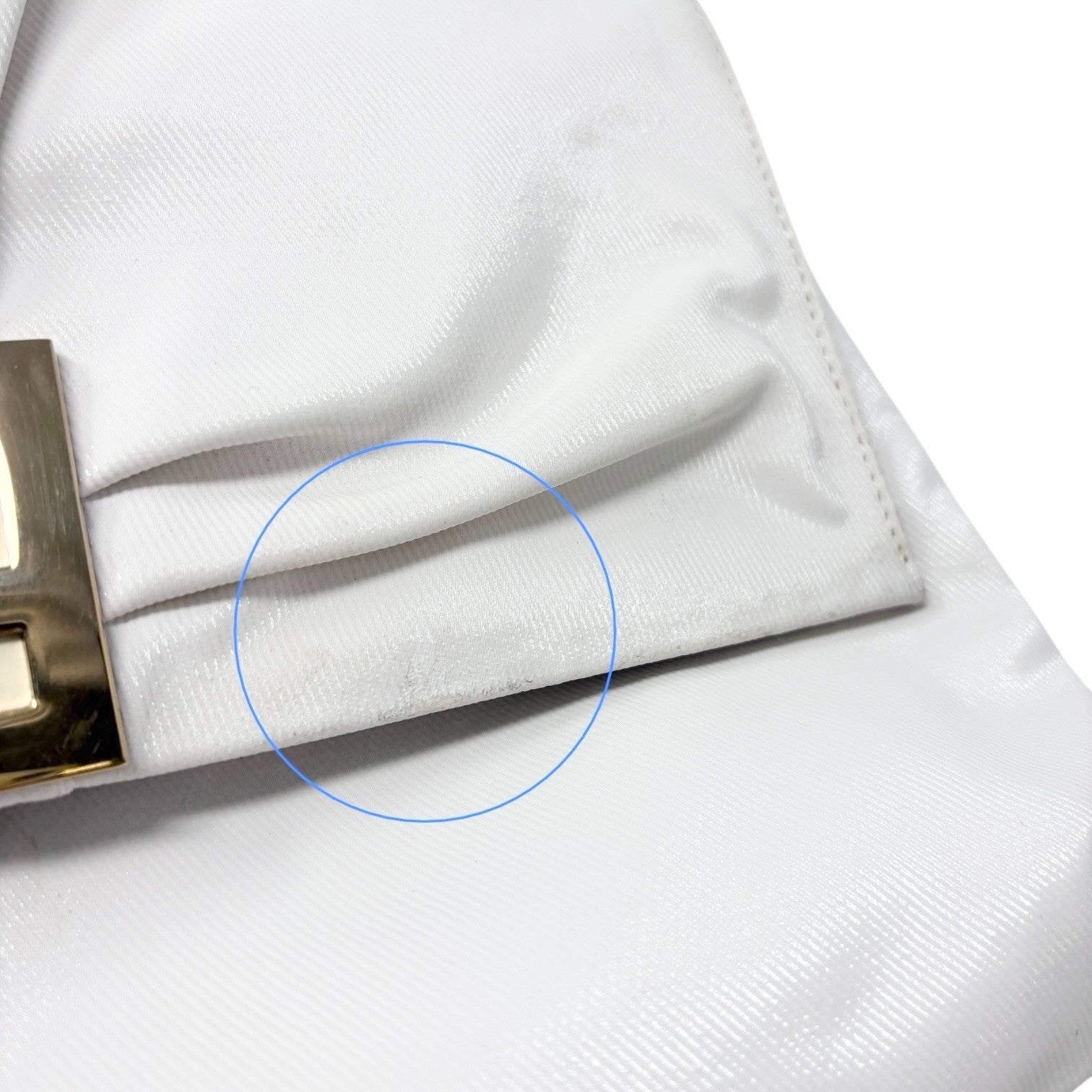 FENDI Vintage FF Logo Mia Mamma Flap Shoulder Bag White Gold Leather Cotton