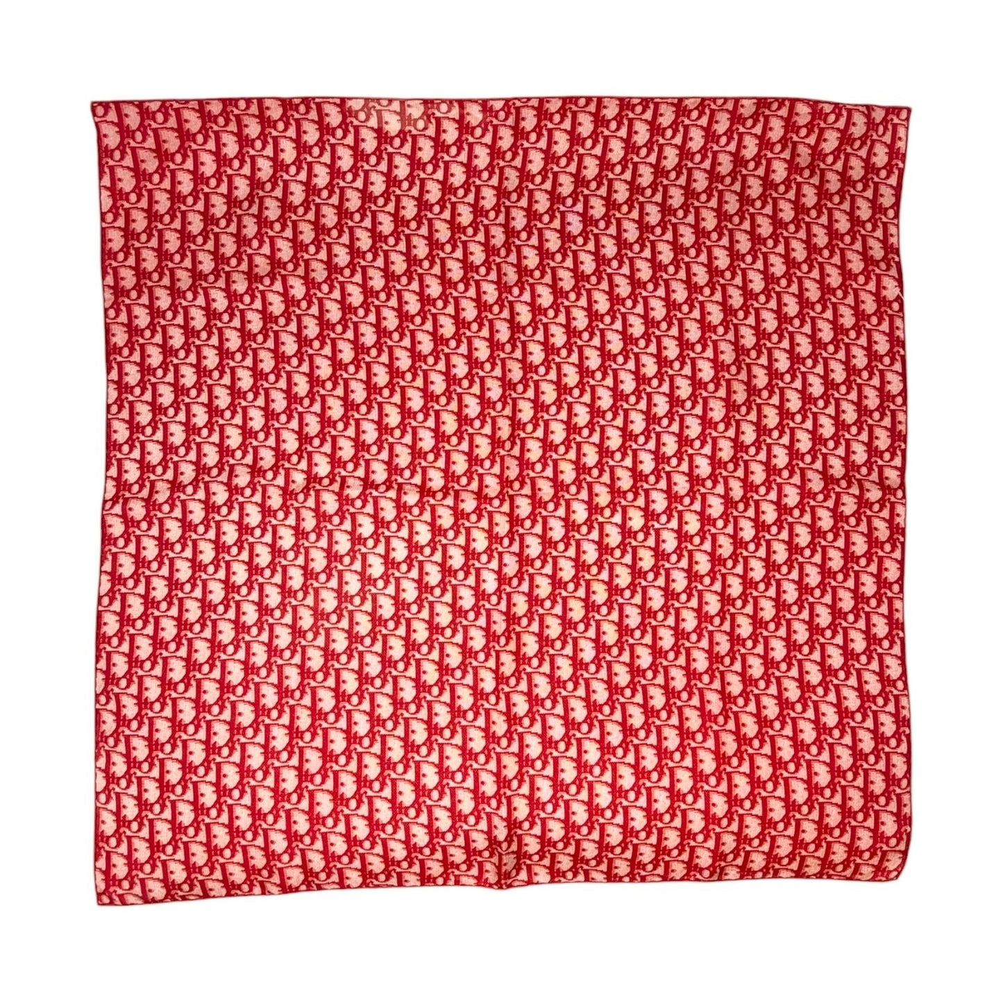 Christian Dior Vintage Logo Trotter Monogram Silk Scarf Wrap Red 902068