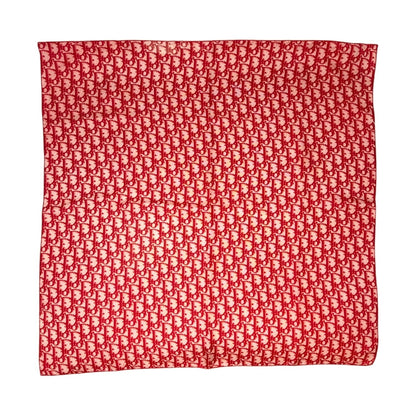 Christian Dior Vintage Logo Trotter Monogram Silk Scarf Wrap Red 902068