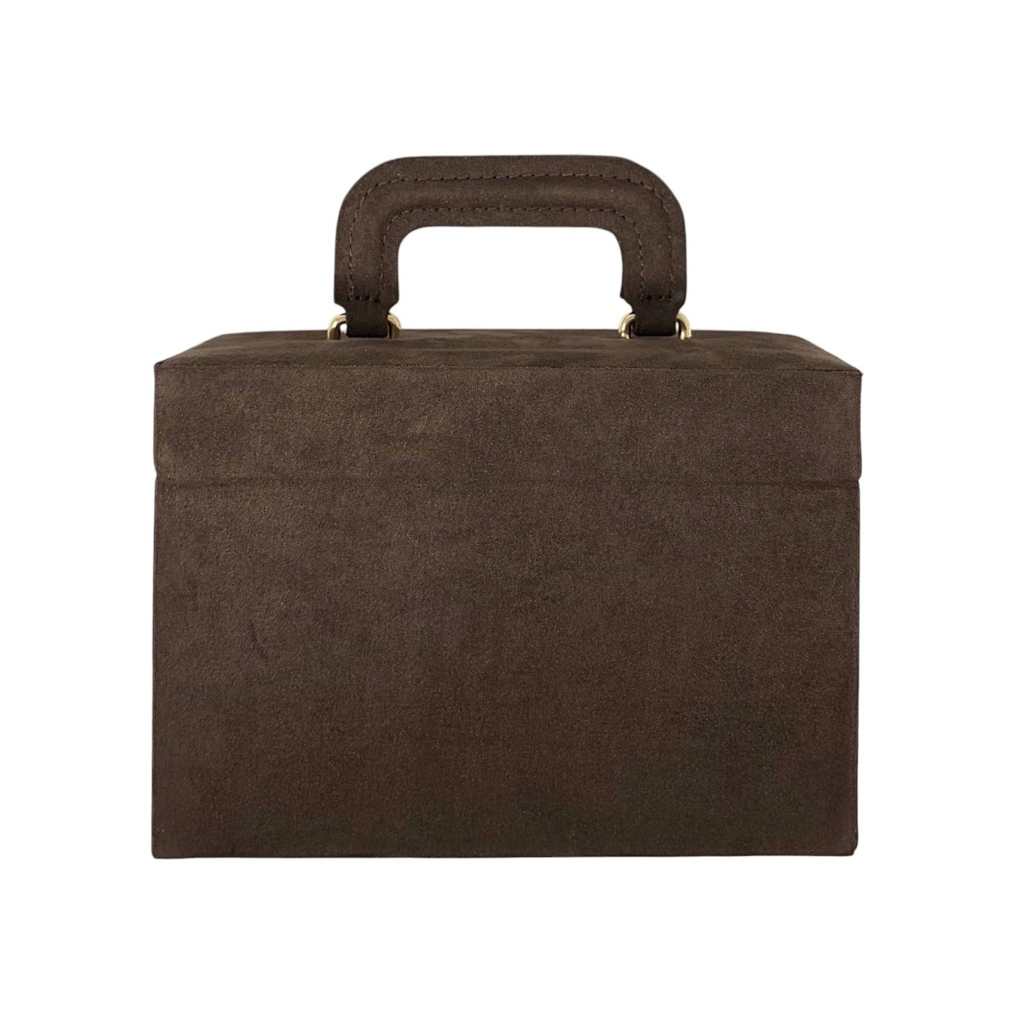 Yves Saint Laurent Vintage YSL Suede Vanity Cosmetic Box Bag Brown Gold 901833