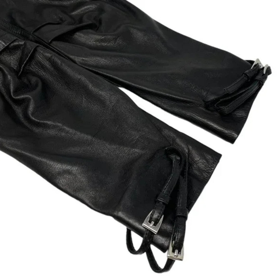 Christian Dior Vintage 2004 Bondage Logo Leather Jacket #36 Black Silver