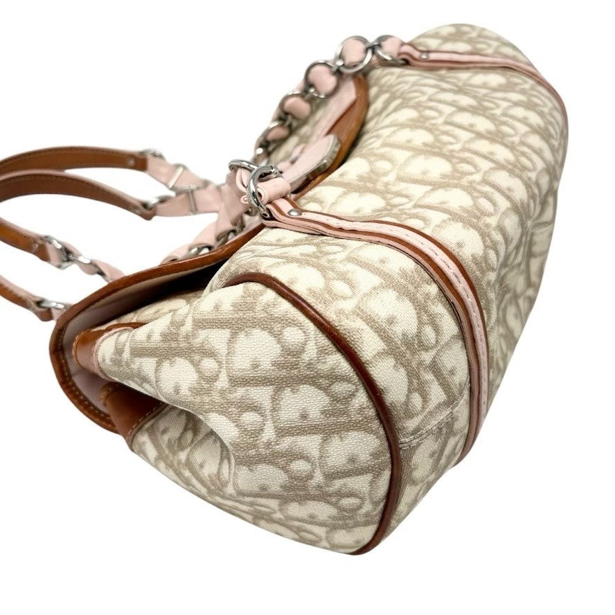 Christian Dior Vintage Trotter Monogram Romantique Shoulder Bag Beige 902306