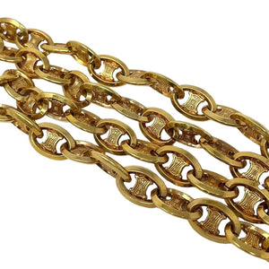 CELINE Vintage Macadam Logo Chain Belt Accessory Gold Metal Rank AB