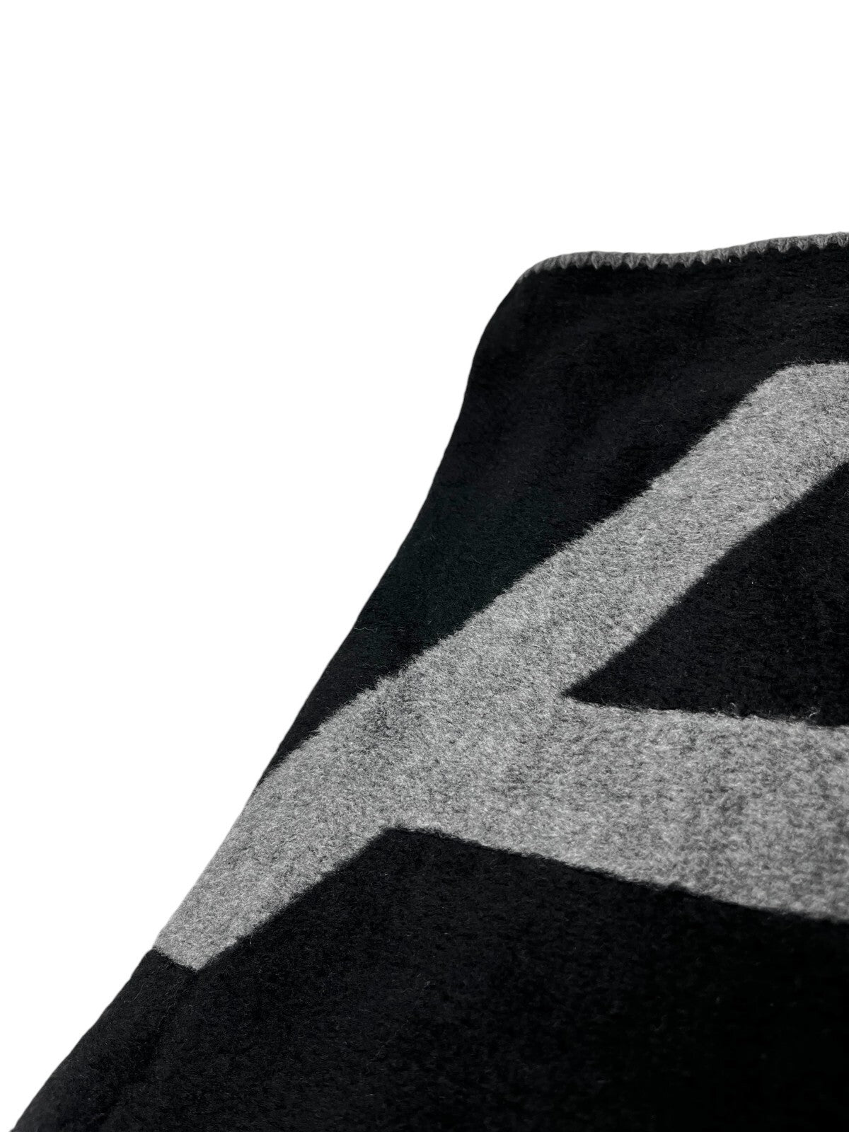 CHANEL Vintage Logo Muffler Scarf Wrap Accessory Black Gray Silk Cashmere
