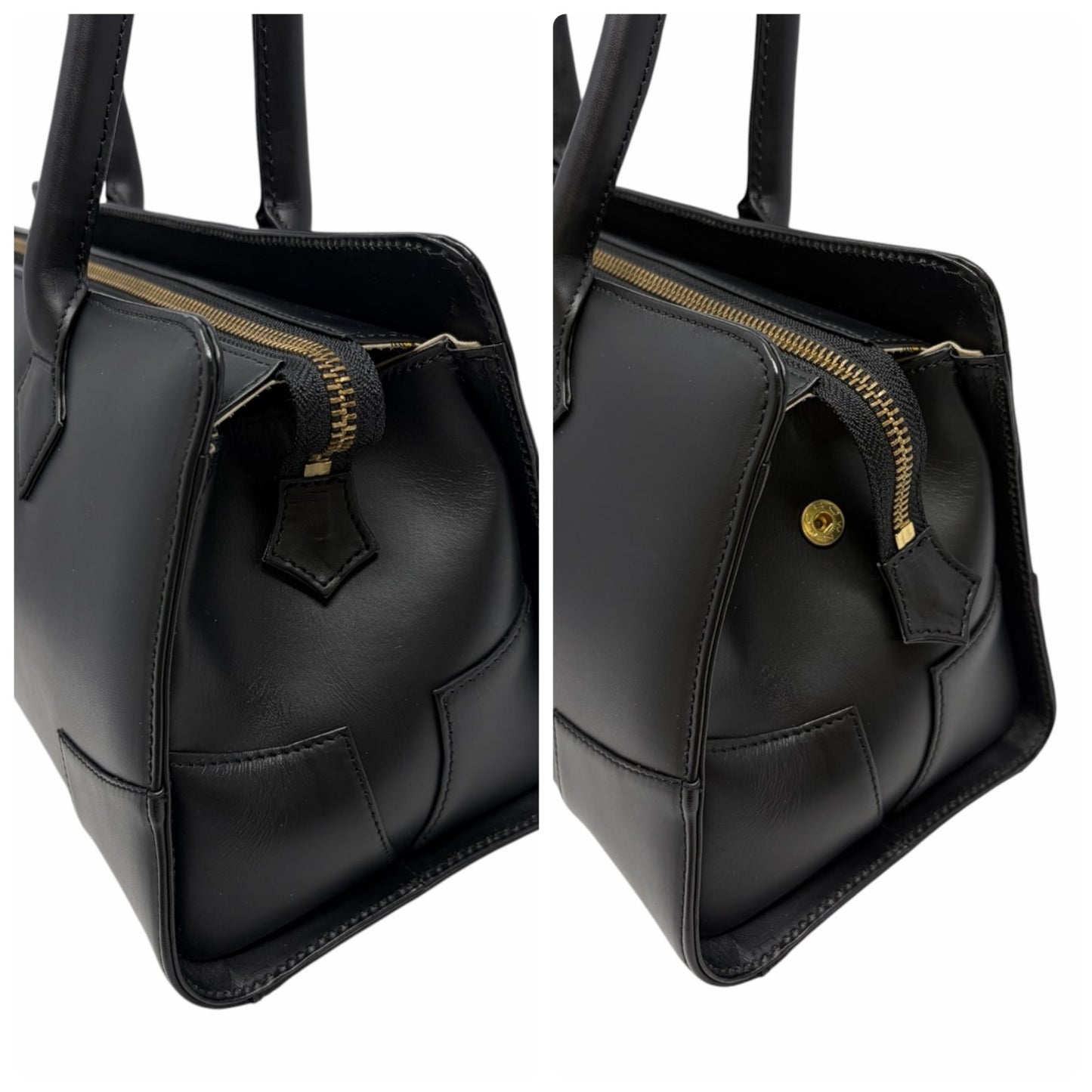 Vivienne Westwood Vintage Ord Logo Executive Tote Bag Black Leather 902058