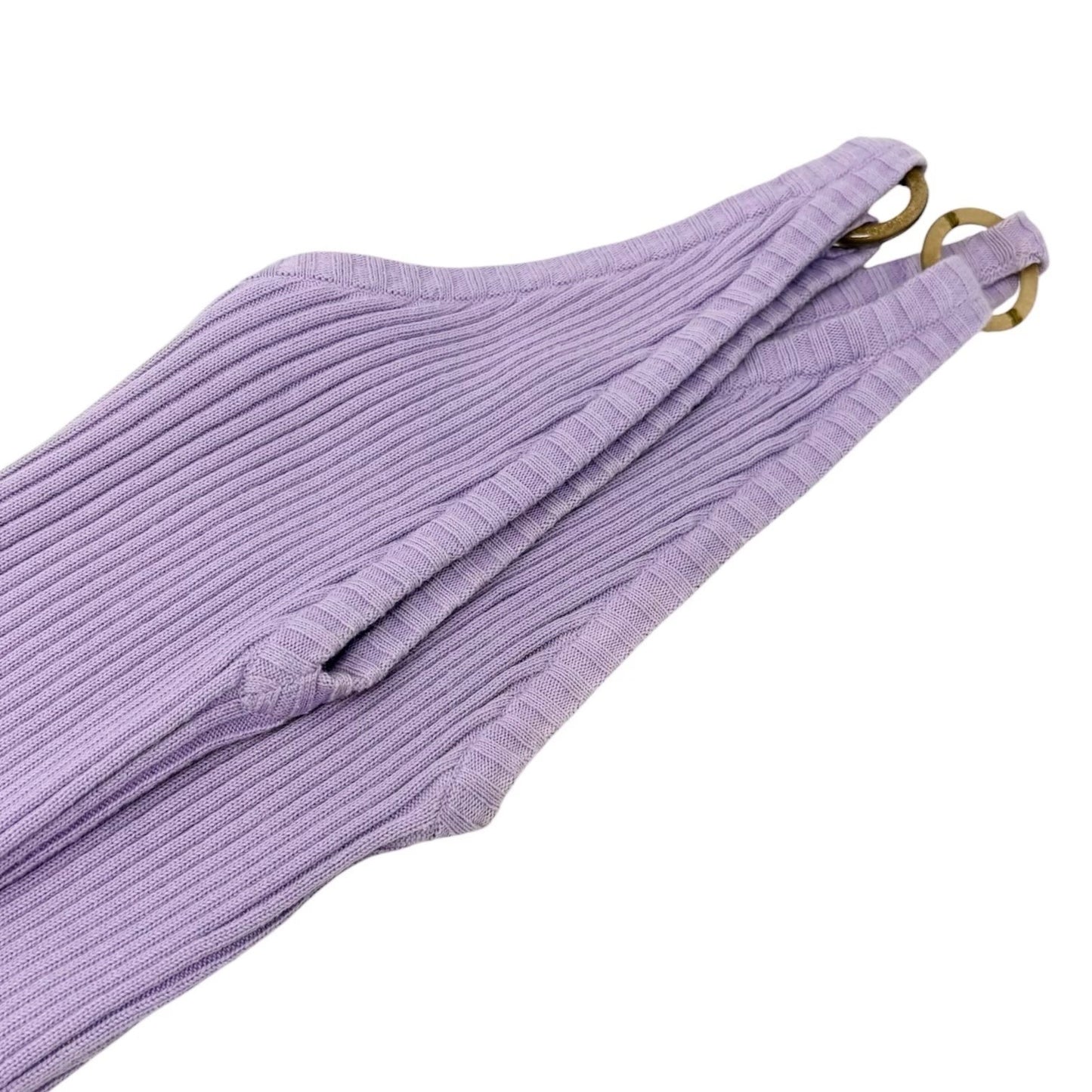 CHANEL Vintage 01C CC Gold Ring Knit Ribed Tank Camisole Top #40 Purple 902084
