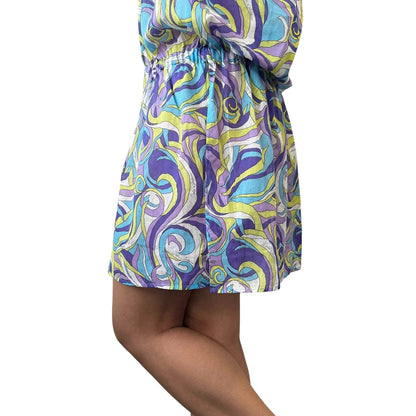 DOLCE&GABBANA Vintage D&G Logo Tunic Dress Top Multicolor Blue Green Cotton 901074