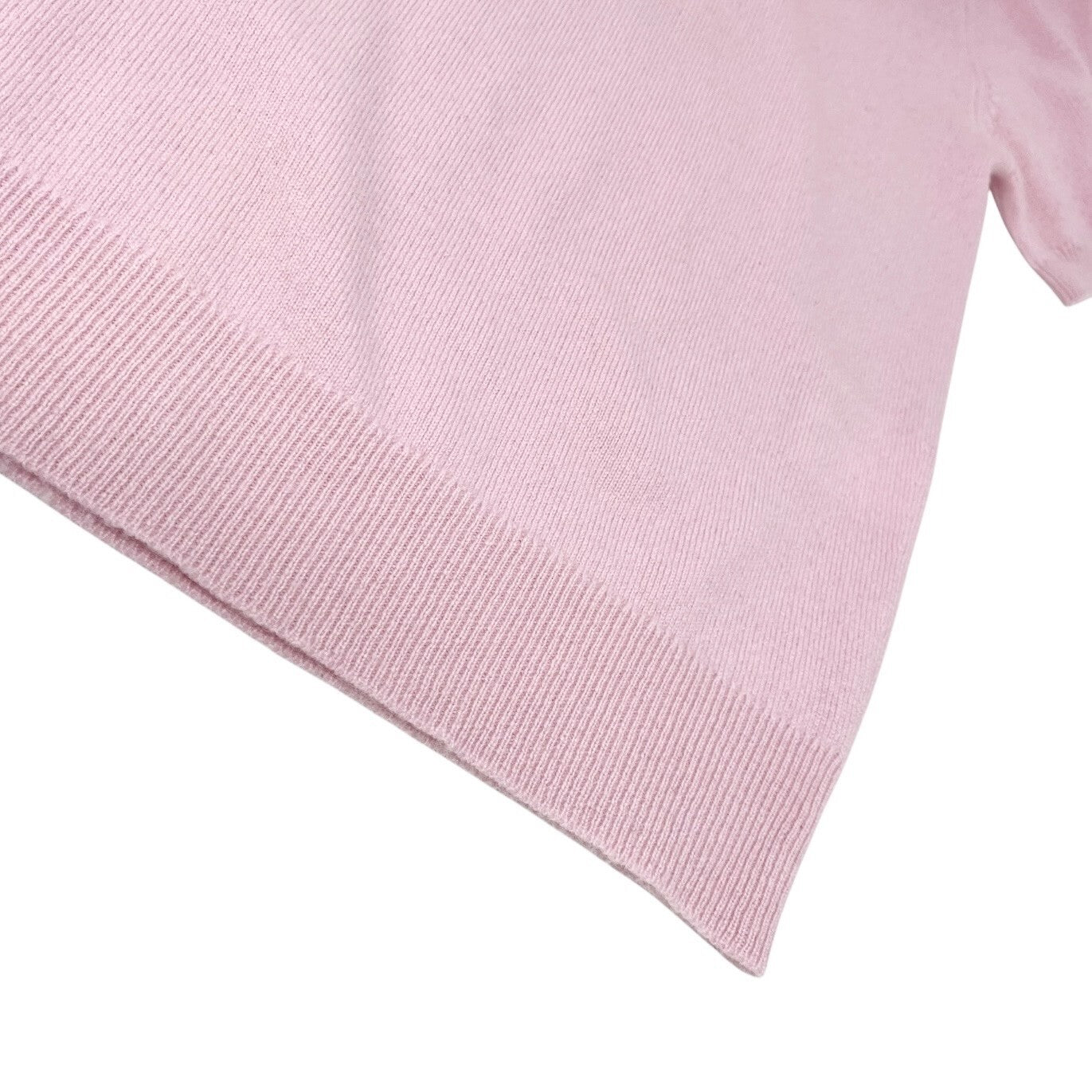 CHANEL Vintage 96C CC Mark Logo Knit Top T-shirt #38 Pink Cashmere Button