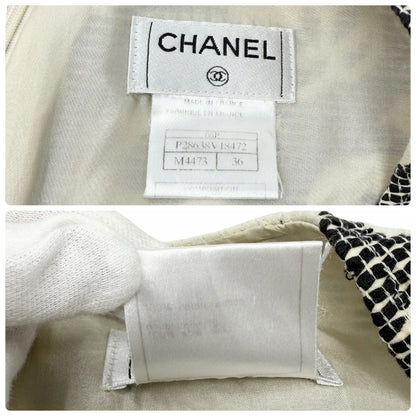CHANEL Vintage 06P CC Camellia No.5 Print Tank Top #36 White Black Zip 902288
