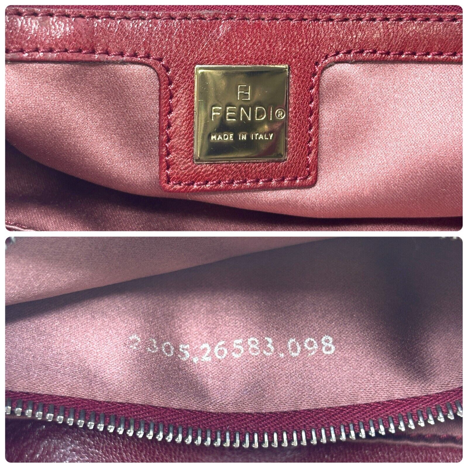 FENDI Vintage Logo Mamma Baguette Shoulder Bag Straw Raffia Red Leather
