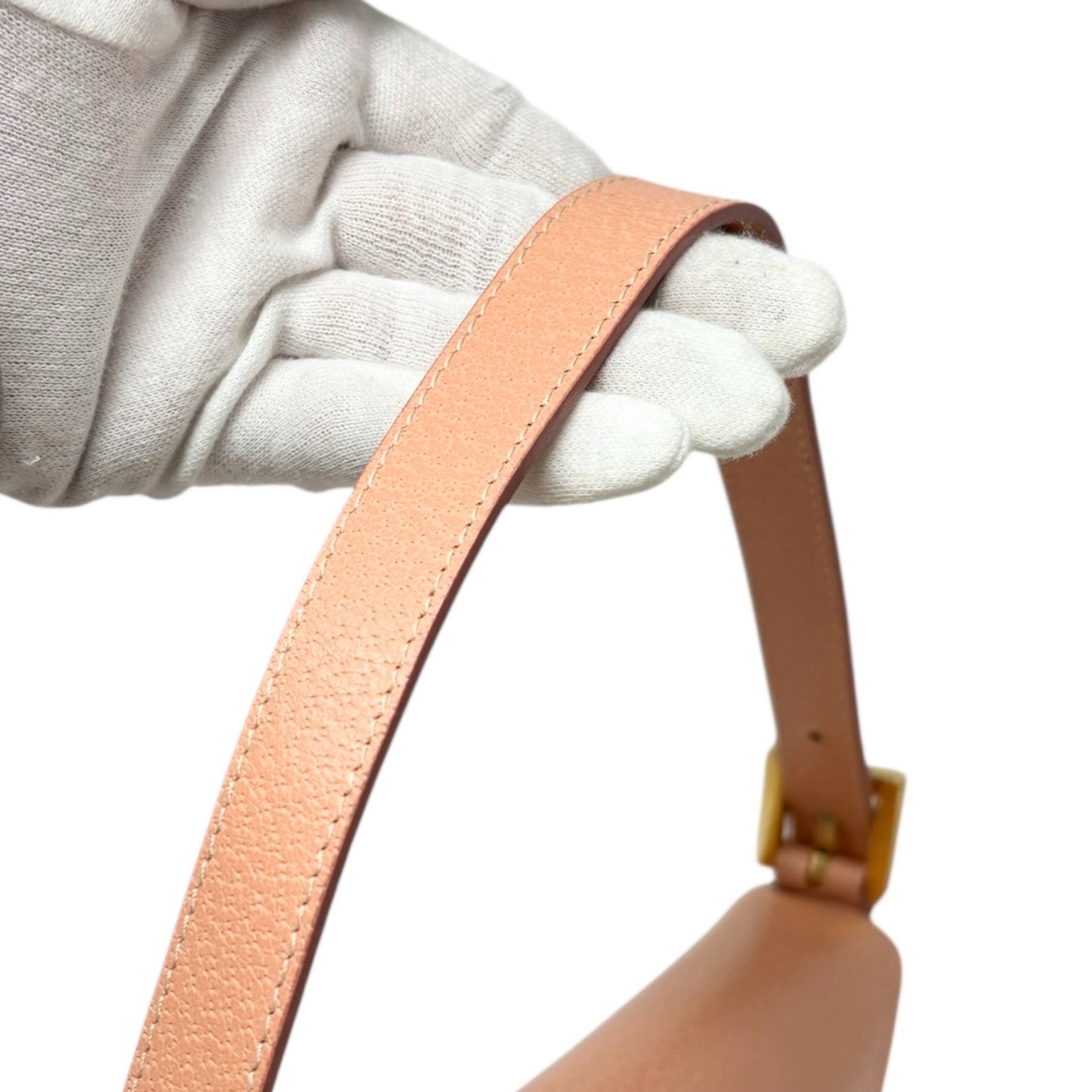 FENDI Vintage FF Logo Mamma Baguette Shoulder Bag Handbag Salmon Pink Leather