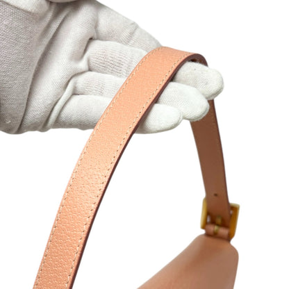 FENDI Vintage FF Logo Mamma Baguette Shoulder Bag Handbag Salmon Pink Leather