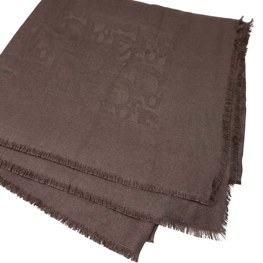 Christian Dior Vintage Logo Trotter Monogram Silk Scarf Shawl Brown 902472