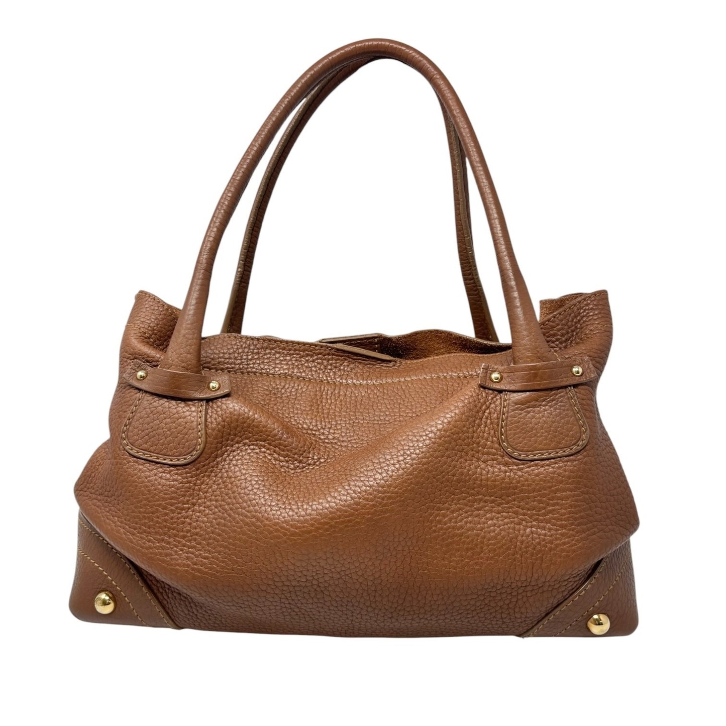 DOLCE&GABBANA Vintage DG Logo Shoulder Tote Bag Brown Gold Leather 902064