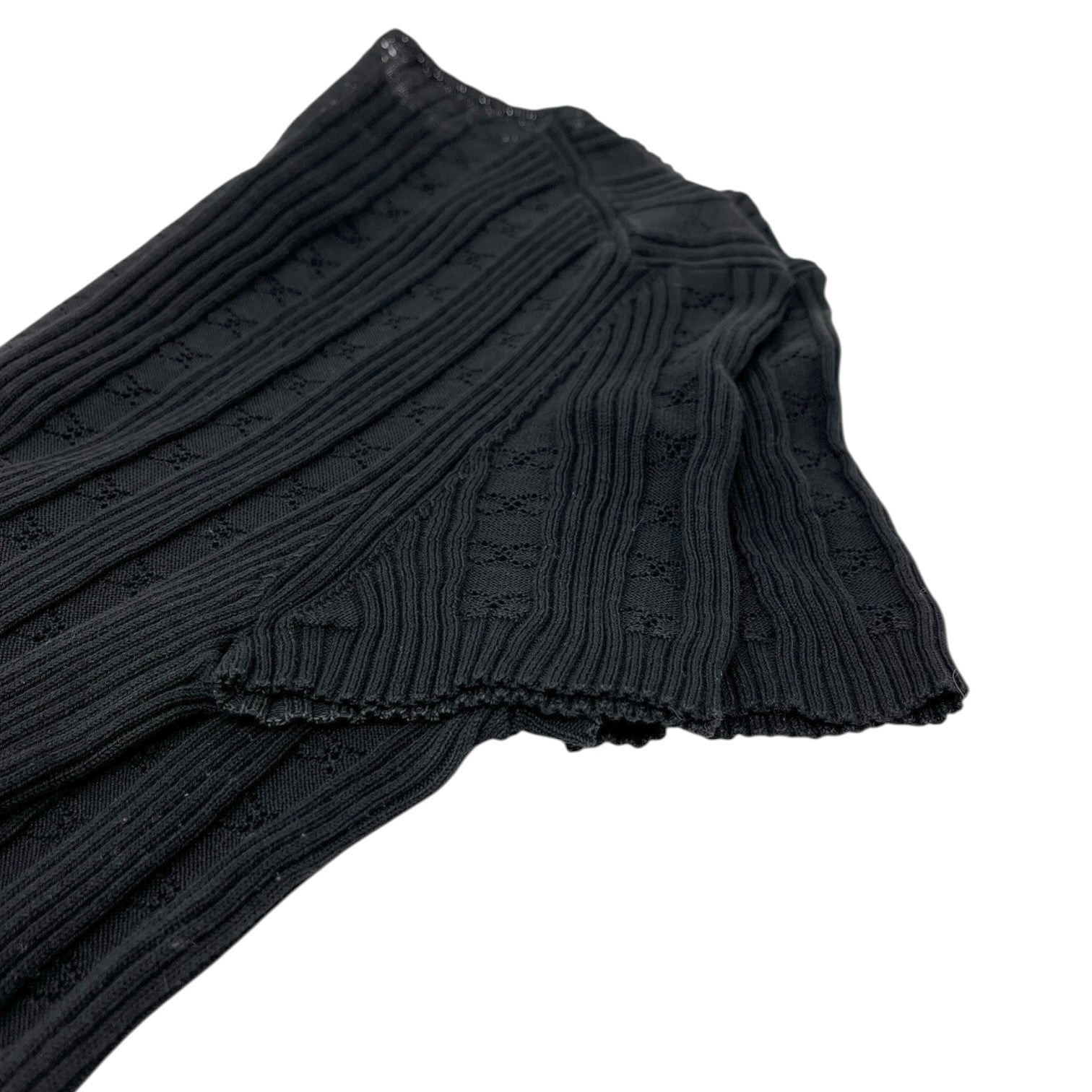 CHANEL Vintage 05P CC Logo Summer Rib Knit Top T-shirt Black Cotton Short Sleeve