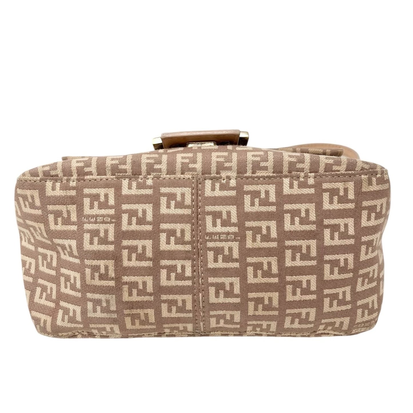 FENDI Vintage Zucchino Mamma Baguette Canvas Shoulder Bag Pink Leather 902589
