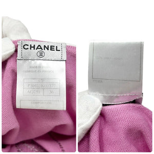 CHANEL Vintage 07P CC Summer Knit Circle Logo Top #36 Stitch Pink Cotton RankAB